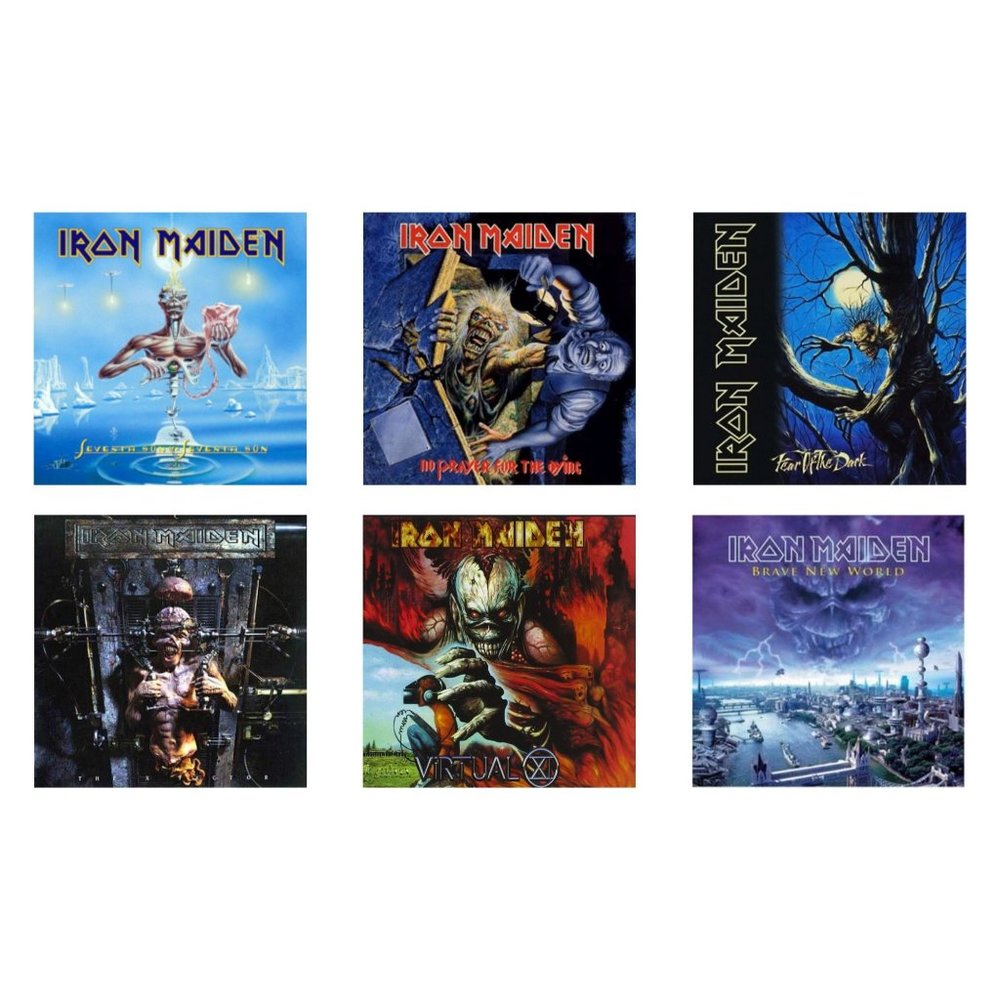 Iron Maiden Album Covers 7-12 - 3" Vinyl Sticker Set - Window, Laptop, Water Bot